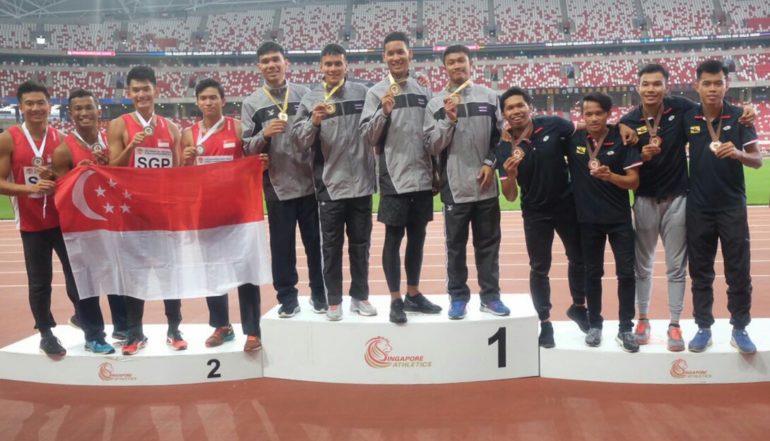 National athletics team sprint to bronze and new national record in Singapore